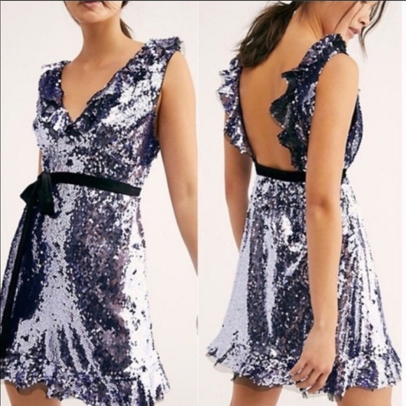 Free People Dresses Nwt Siren Purple Sequin Dress Sz 10 Poshmark